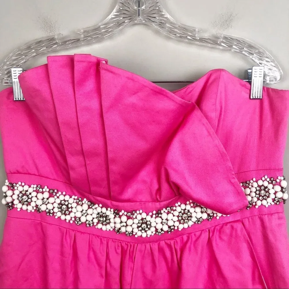 LILLY PULITZER | Crystal Dress in Hotty Pink Embellished Strapless Women’s 14 - Picture 4 of 12
